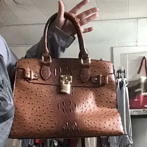 Dasein Elegant Brown croc and ostrich embossed hand bag - Picture 11 of 14